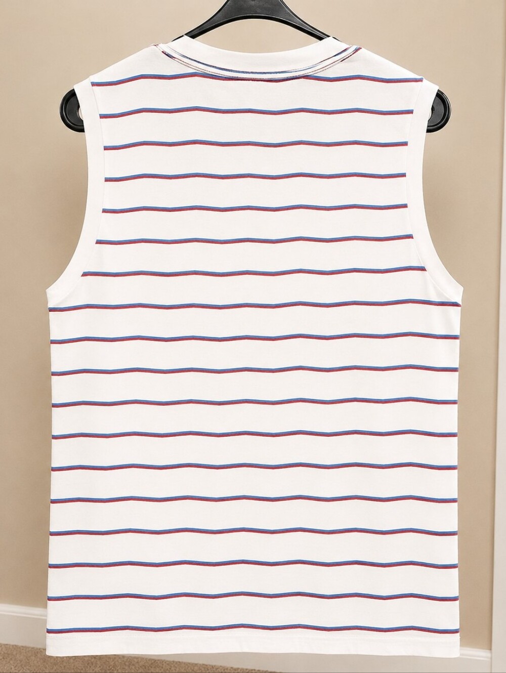 RVCA Mens Striped Tank Top Large White Blue Red Cotton ANP - Picture 3 of 12